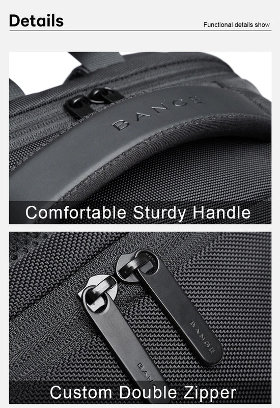 BANGE Travel Waterproof Backpack with USB Charging Port Fit 15.6 Inch Laptop Backpacks for Men and Women, Teenager School Bags - Tasawoq