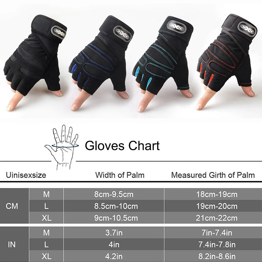 Workout Gloves for Men Women Half Finger Glove with Wrist Wrap for Sport Weight Lifting Training Bicycle Motorcyclist Gym Glove - Tasawoq