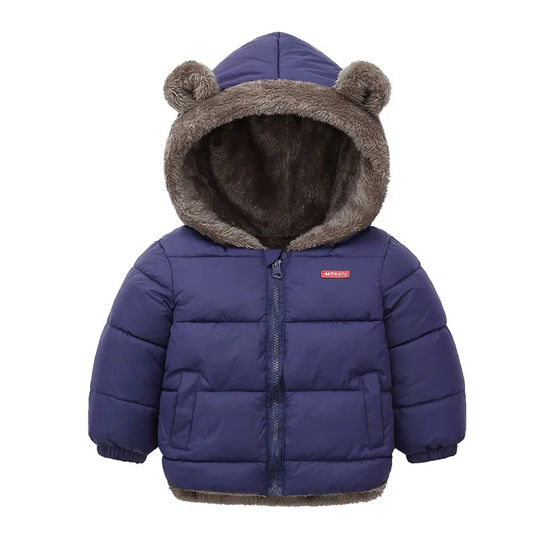 Baby Boys Girls Jacket Hooded Cotton Outerwear Children's Thick Fleece Coat Cashmere Padded Jackets Winter Boys Girls Warm Coats - Tasawoq