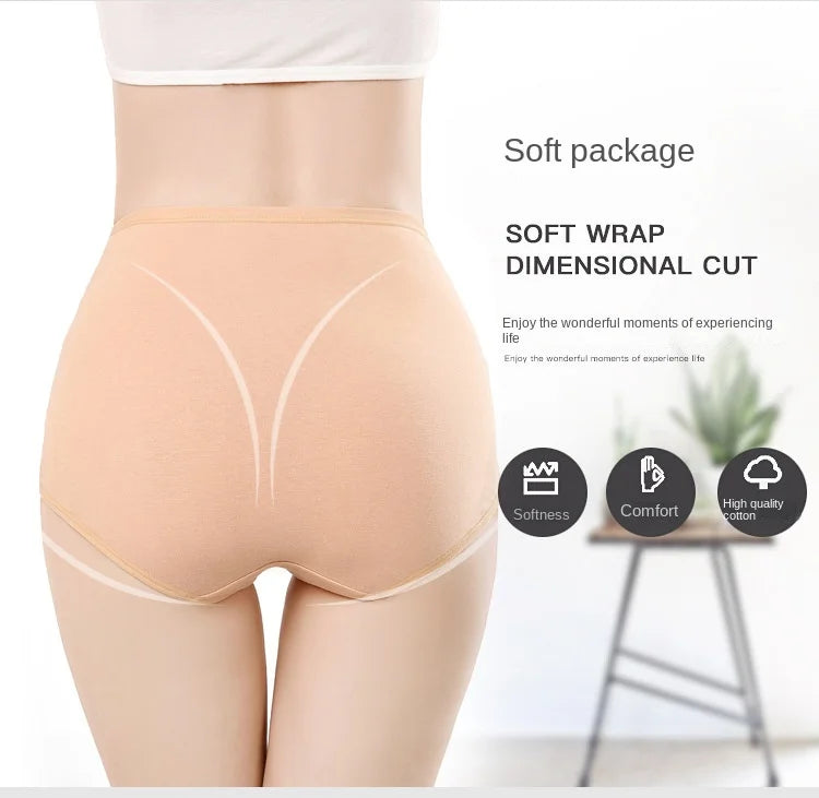4Pcs/Lot High Waist Underwear Cotton Panties Women Body Slim Abdominal Underwear Plus Size Girls Briefs Female Lingerie Shaper - Tasawoq