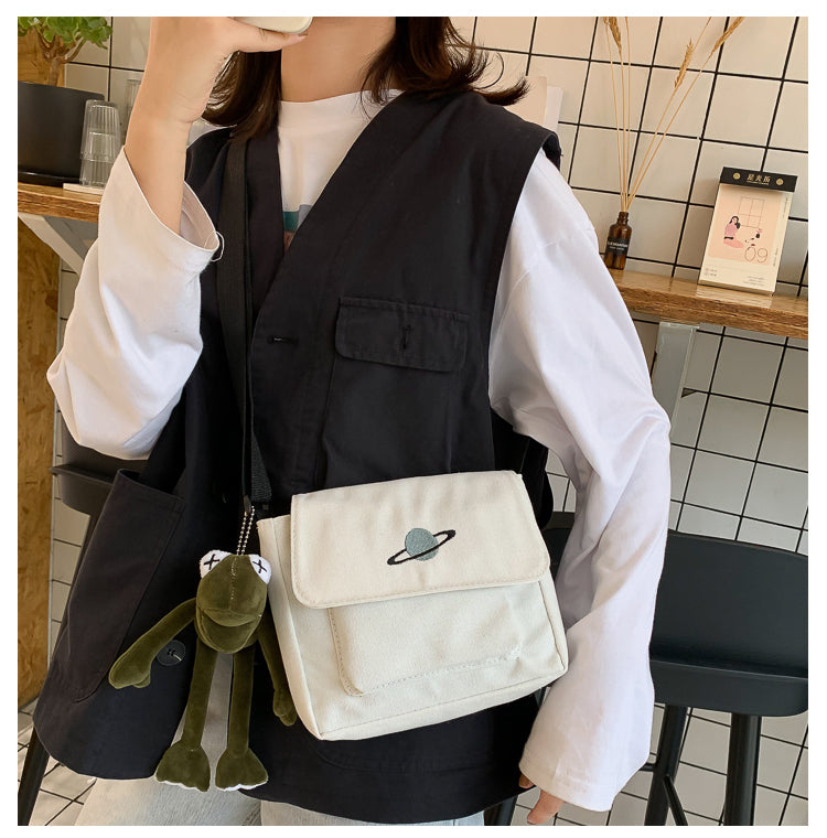 Casual Collage Student Messenger Bag Women Small Bag Canvas Shoulder Bag For Women Print Crossbody Bags Bolsas Sac - Tasawoq