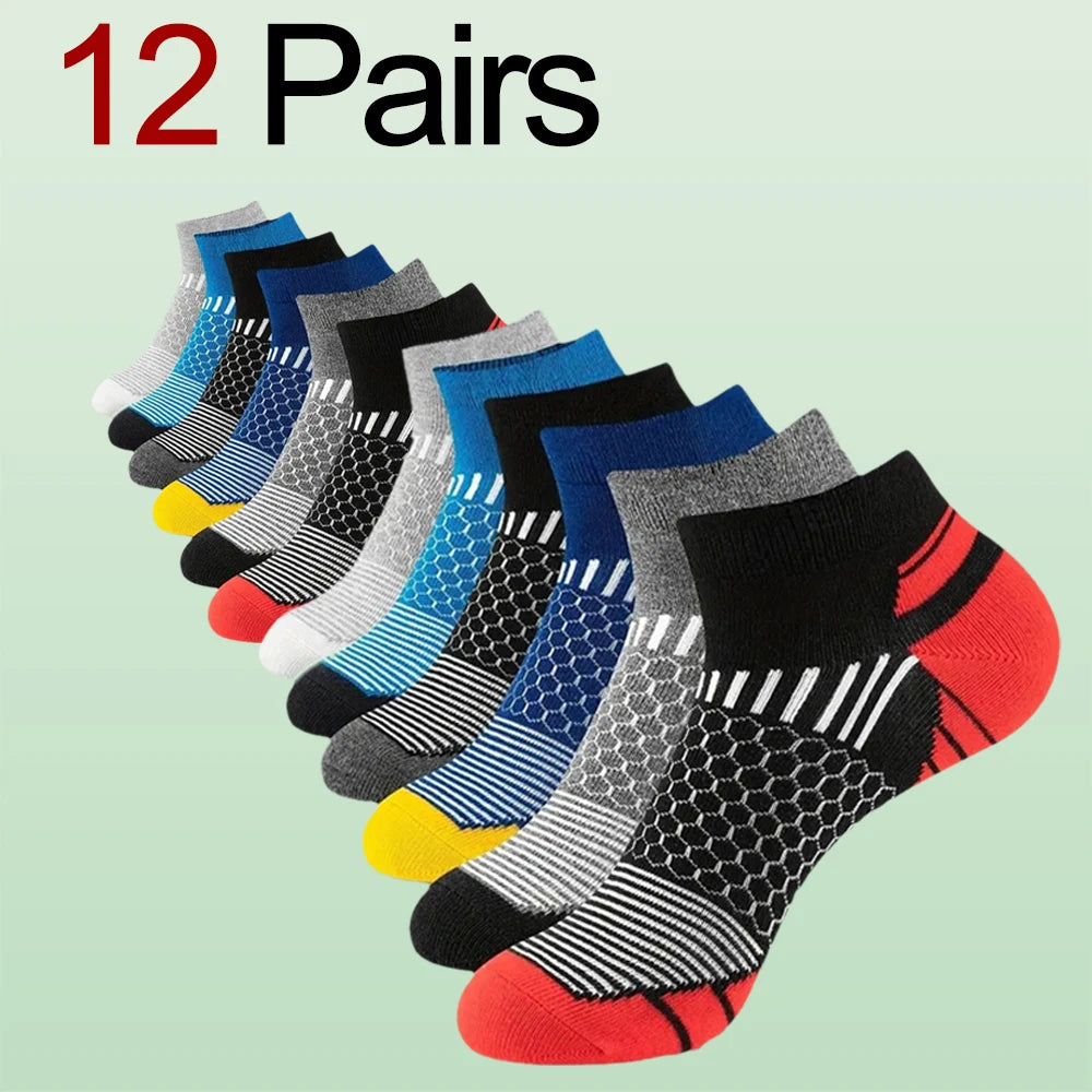 6/12 Pairs for Both Men Women Suitable Sports Low Top Socks Sweat Absorbing Breathable Thin Odor Proof Running Leisure Socks - Tasawoq