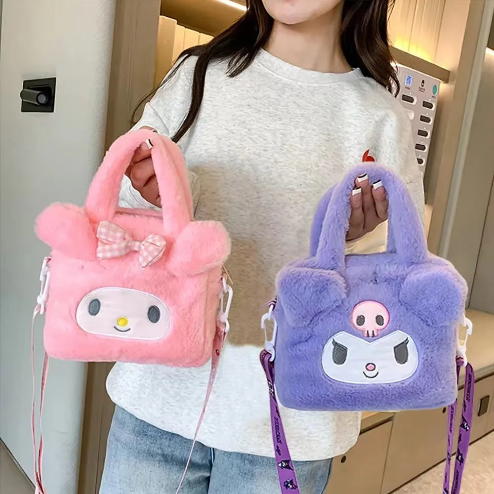 Sanrio Bag Kawaii Kuromi Cinnamoroll My Melody Cartoon Anime Plush Handbag Cosmetic Bag Travel Storage Bag Women Girl Gifts - Tasawoq