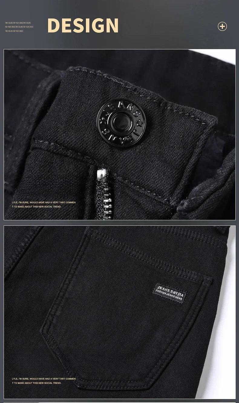WTHINLEE Winter Men Black Straight Stretch Denim Thick Velvet Pants Warm Jeans Casual Fleece Line Trousers Male Plus Size - Tasawoq