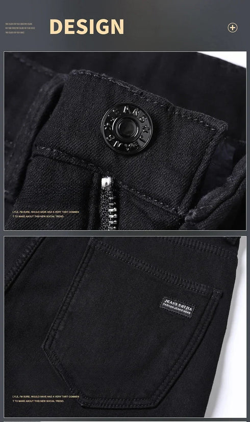 WTHINLEE Winter Men Black Straight Stretch Denim Thick Velvet Pants Warm Jeans Casual Fleece Line Trousers Male Plus Size - Tasawoq