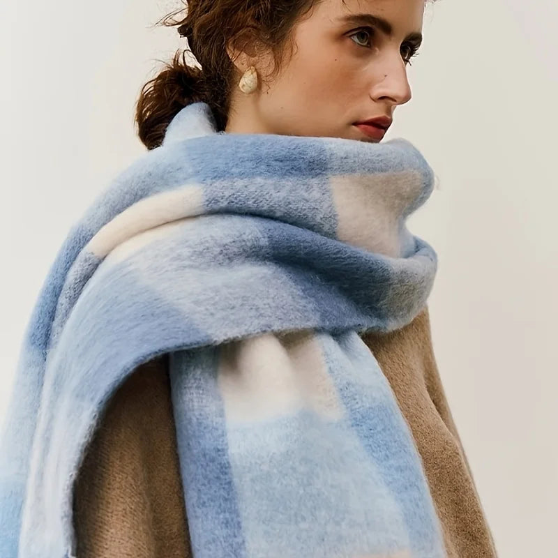 2025 Winter Thick Warm Scarf Women Cashmere Shawl and Wraps Pashmina Neckerchief Bufanda Female Rainbow Hairy Tessel Echarpe New - Tasawoq