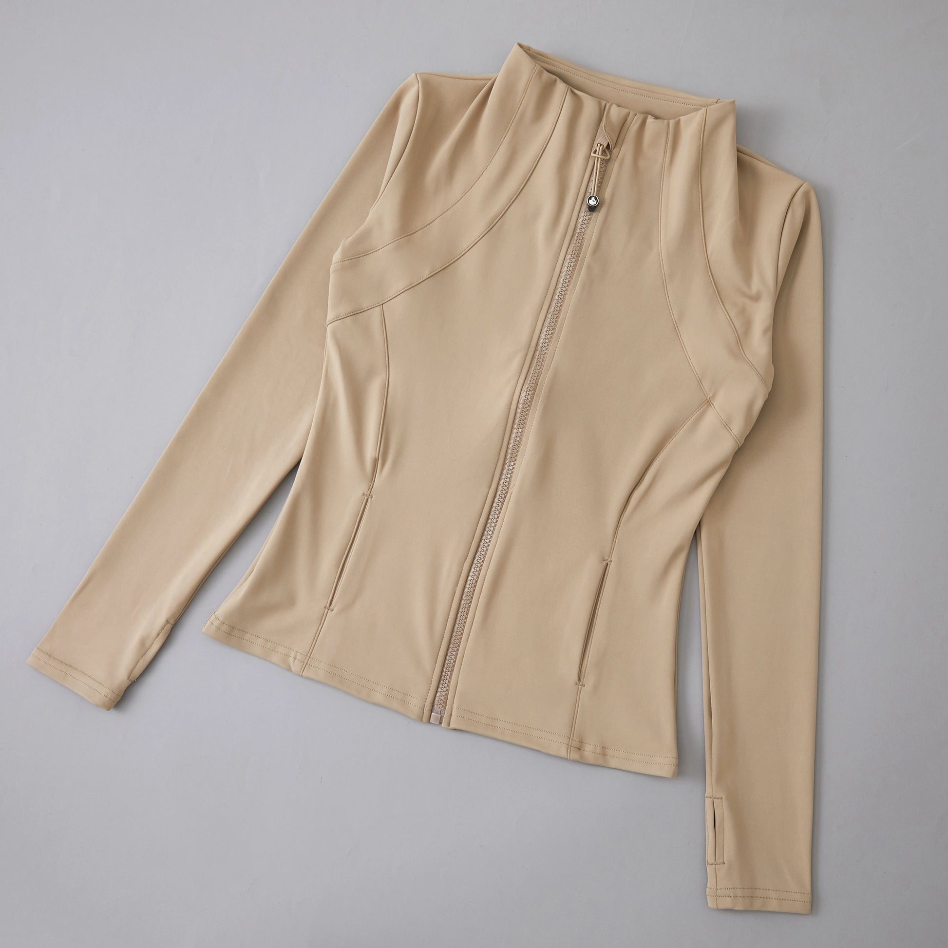 New yoga wear ladies coat round high elastic loose exercise yoga fitness long sleeve stand-up collar yoga tops - Tasawoq