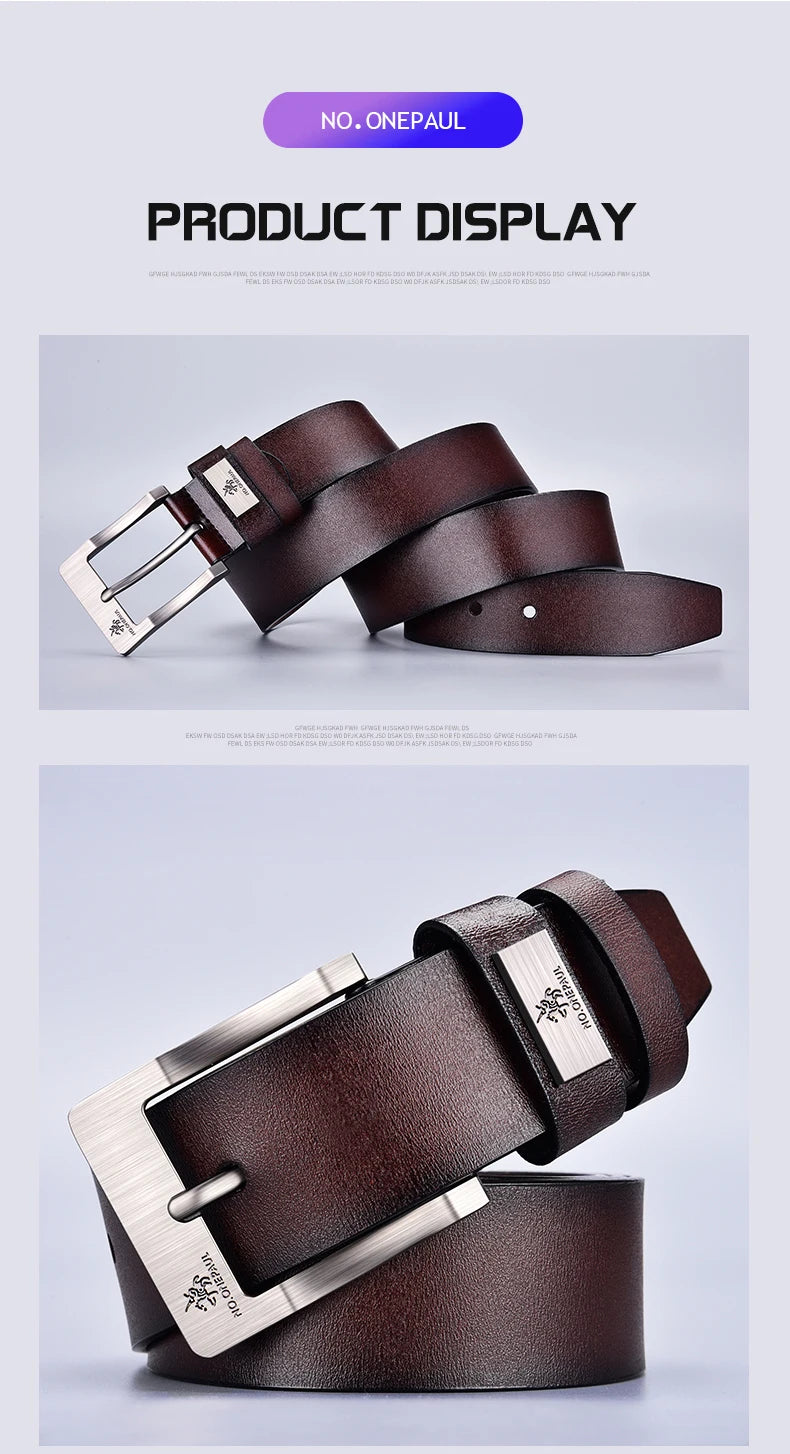 New Trend Men's High Quality Buckle Jeans Cowhide Casual Belt Business Denim Belt Men's Fashion Designer - Tasawoq