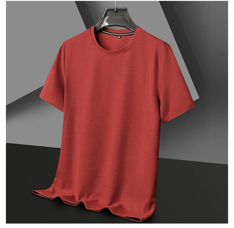 New Summer Waffle Round Neck Short Sleeved T-shirt for Men's Short Sleeved Top - Tasawoq