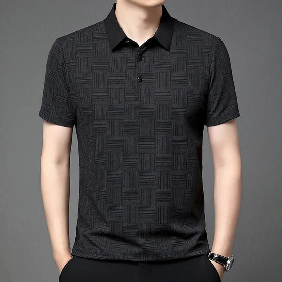 2024 Men's New Printed Business Casual Short sleeved POLO Shirt Fashion Short sleeved Comfortable and Breathable Top - Tasawoq