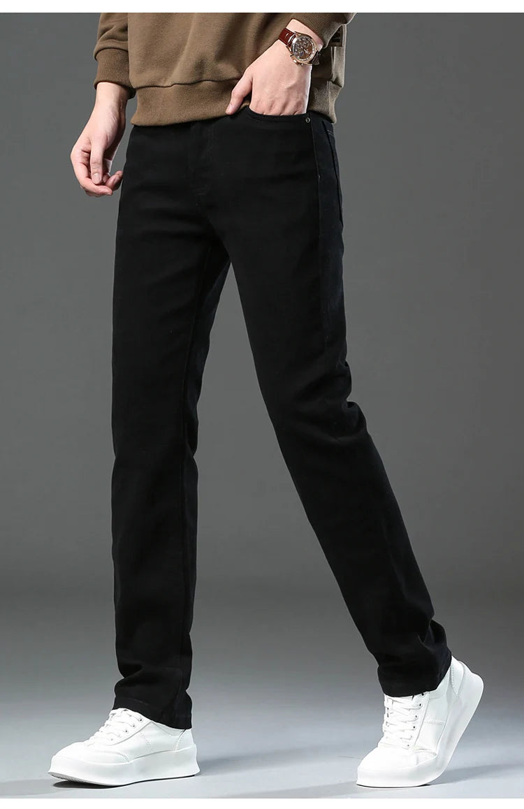 Fashion Loose Straight Business Casual Stretch Denim Pants Male Brand Trousers 3 Colors Plus Size Mens Clothing Slim Jeans 28-44 - Tasawoq