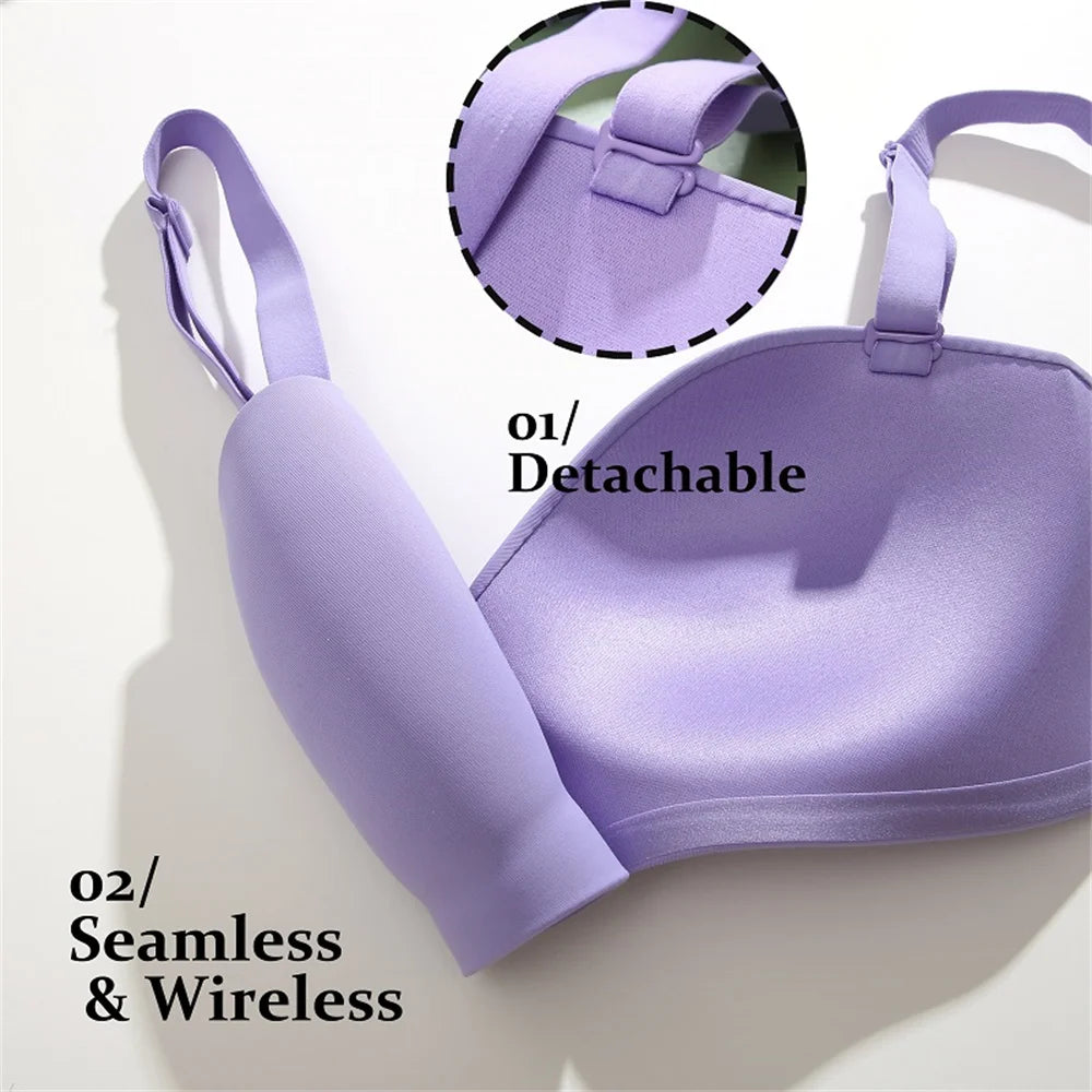 Women Sexy Seamless Bras Adjustable Push Up Brassiere No Steel Female Comfortable Underwear Ladies Solid Color Lingerie Bralette - Tasawoq