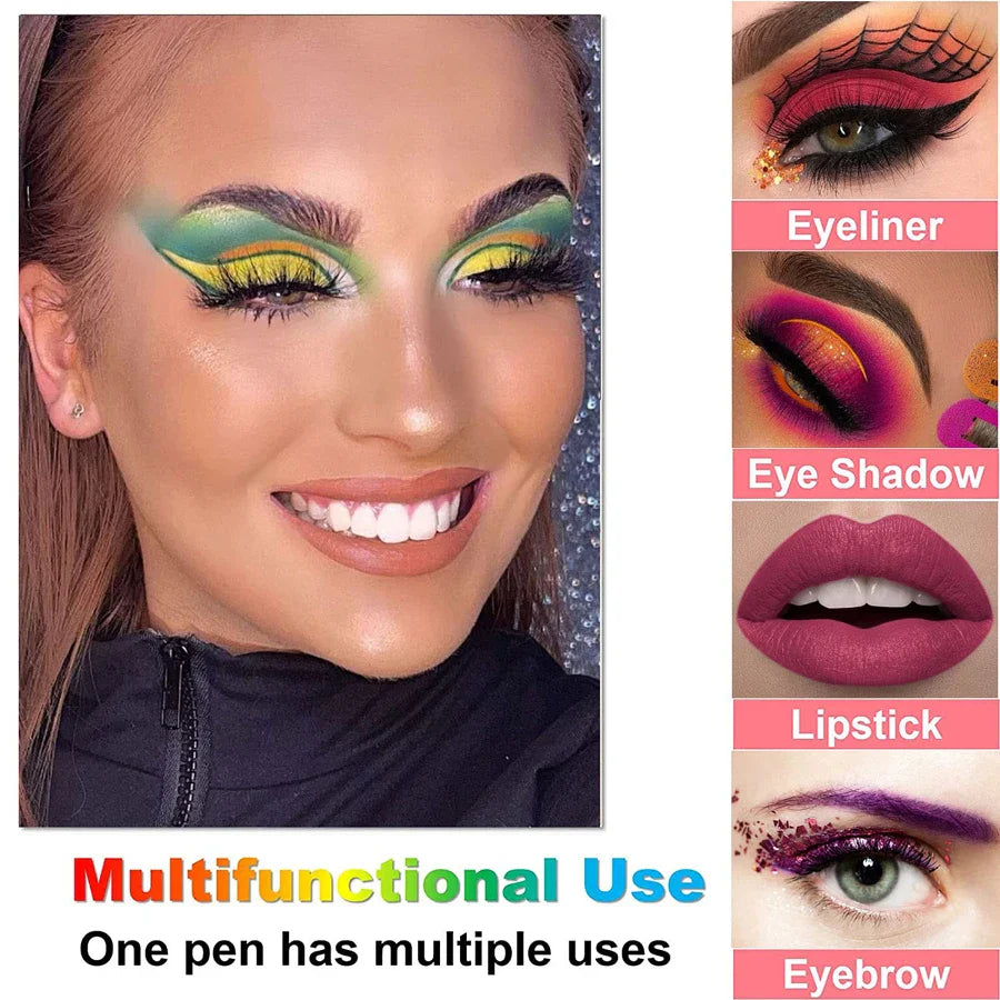 14-Color Colourful Eyeliner Pen, High Pigmented Pearly Shimmer Metallic Smokey Punk Gothic Style Eyeliner, Long Lasting Waterpro - Tasawoq