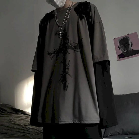 Men T Shirts autumn men Clothes anime casual Long Sleeved Oversized Y2K T-Shirt Harajuku Streetwear Academia Hip Hop tee tops - Tasawoq