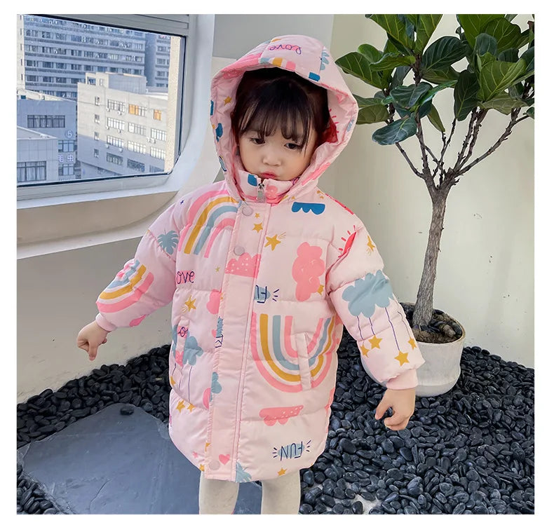 New Girls Boys Down Jacket Winter Coats Children Clothes Hooded Windbreaker Coat For Kids 2-7 Years Cotton Warm Outerwear - Tasawoq