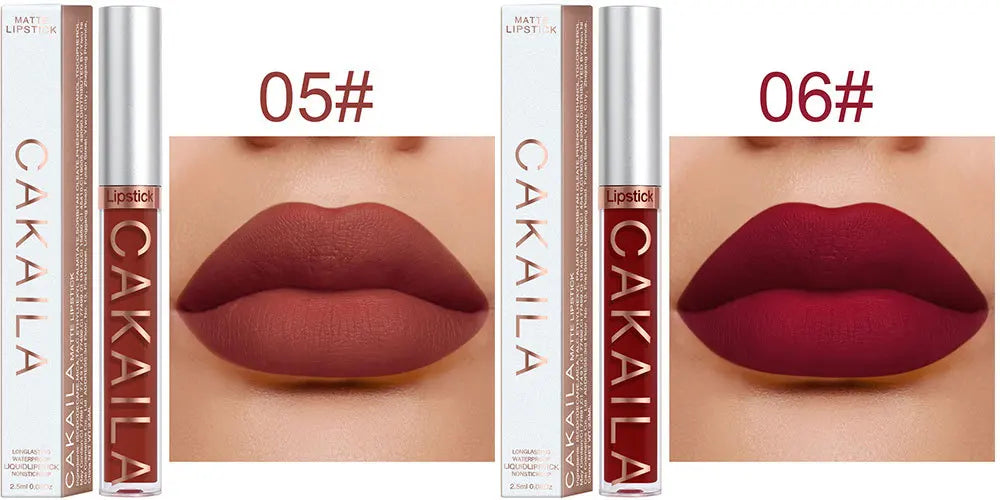 1PC Velvet Matte Lipstick Lip Gloss Light Red Liquid Lip Tint Cream Pigment Long Lasting Silky Texture Lips Women's Cosmetics - Tasawoq
