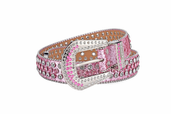 Men's Jeans Rhinestone Large Size Belt Women's Belt Western Denim Shiny Rivet Design Leather HipHop Punk Rock Y2K Style Belt - Tasawoq