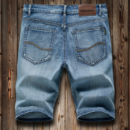 Summer Shorts Jeans Men Denim Pants Stretch Dark Blue Fashion Design Men's Jeans Slim Straight Male Short Jeans Hombre - Tasawoq