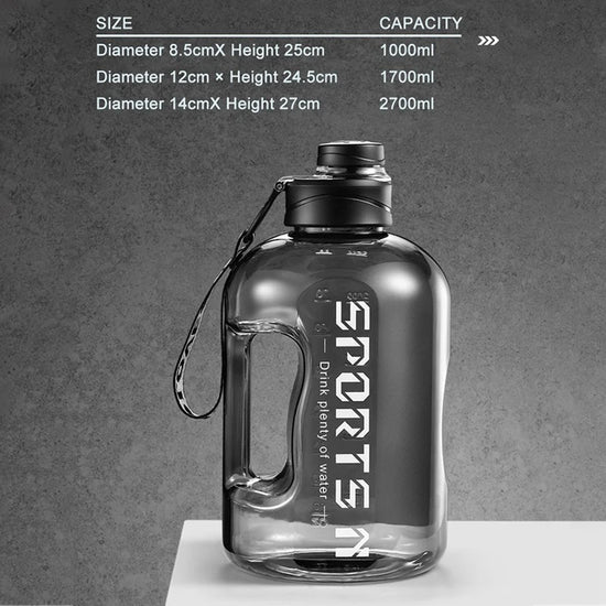 1.7L/2.7L Sports Water Bottle Gym Cycling Cup Portable Large Capacity Water Bottle For Fitness Camping Men Water Kettle - Tasawoq