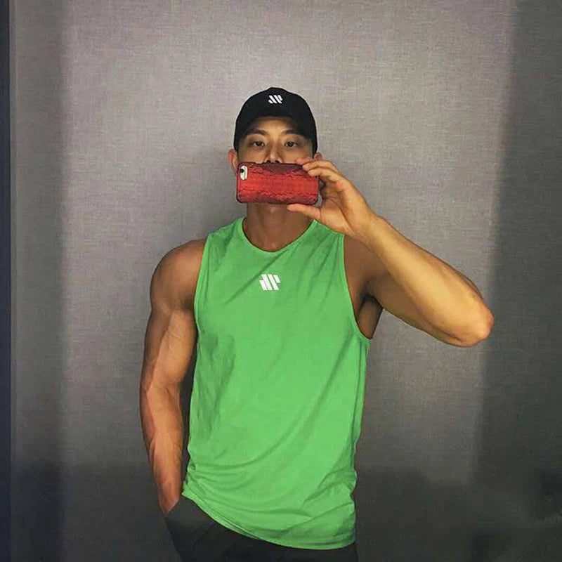 Men's tank top Summer thin running exercise fitness training vest for men Loose breathable mesh quick drying T-shirt for men - Tasawoq