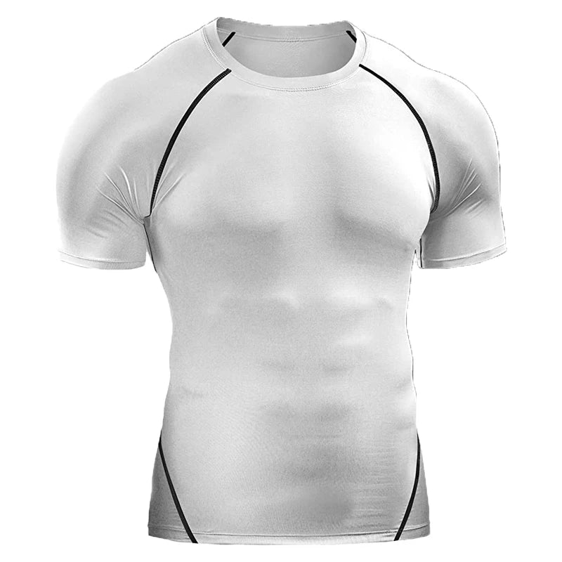 2024 Compression T Shirt Men Summer Sportswear Running T-shirt Elastic Quick Dry Sport Tops Tee Athletic Gym Workout Shirts Men - Tasawoq