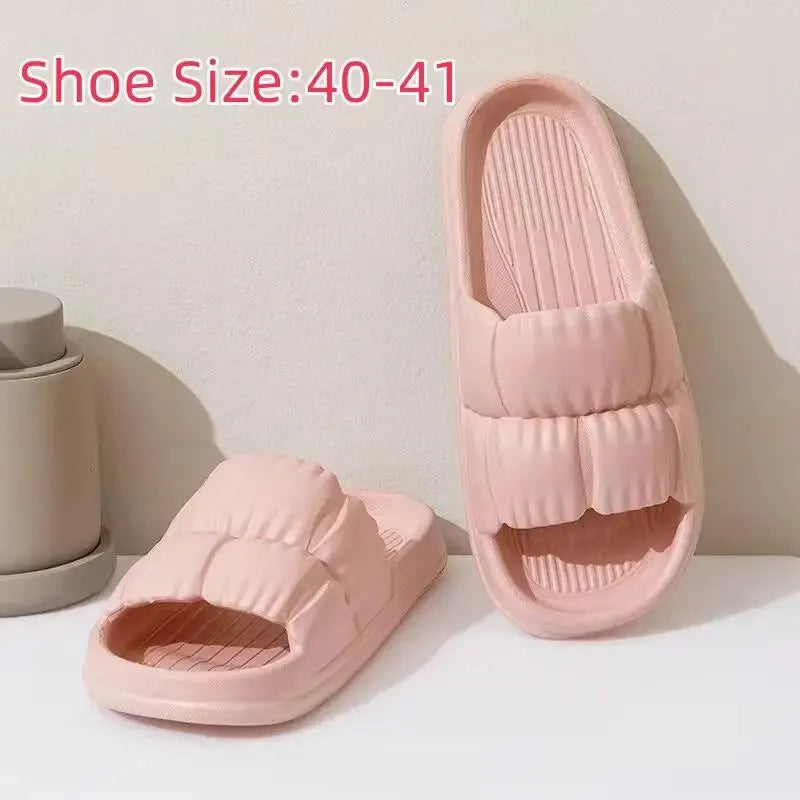 Soft Bottom Slippers for Women Home Bathroom Home Bath Non-slip Couple Summer Sandals for Men Summer Wear Comfortable - Tasawoq