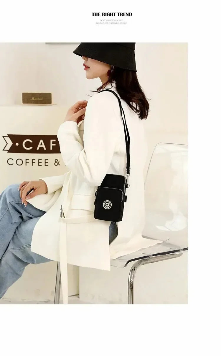 Portable Shoulder Bags Nylon Waterproof Women Mobile Phone Bags Mini Female Messenger Purse Lady Wallet Female CrossBody Bag - Tasawoq