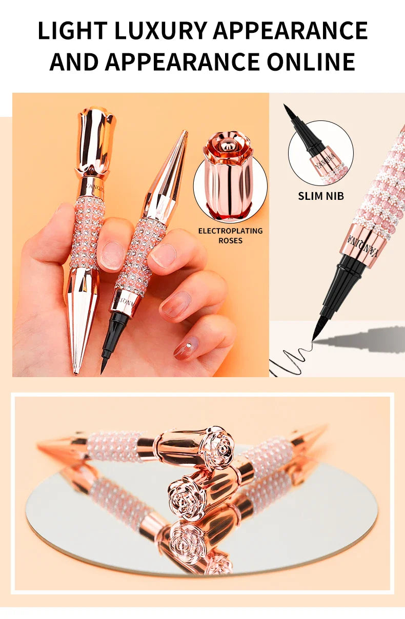 YANQINA Precision Liquid Eyeliner Pen - Long-lasting, Waterproof, Transfer-proof, Quick-Dry Black Eyeliner with Sparkling Design - Tasawoq