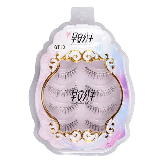 4pairs Natural False Eyelashes Thin Band Hand Made Short Lighter Eyelash Cosplay Korean Fashion Wispy Extension Makeup Tools - Tasawoq