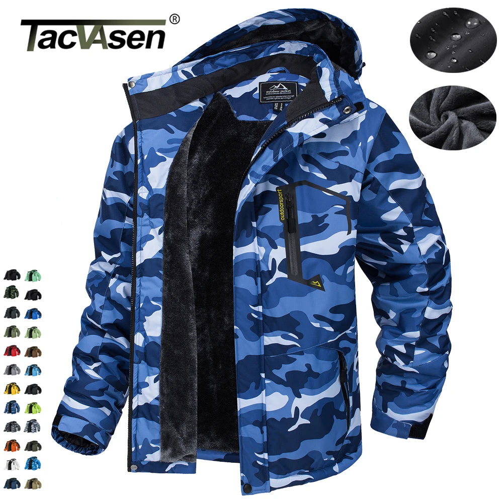 TACVASEN Fleece Lining Mountain Jackets Mens Hiking Jackets Outdoor Removable Hooded Coats Ski Snowboard Parka Winter Outwear - Tasawoq
