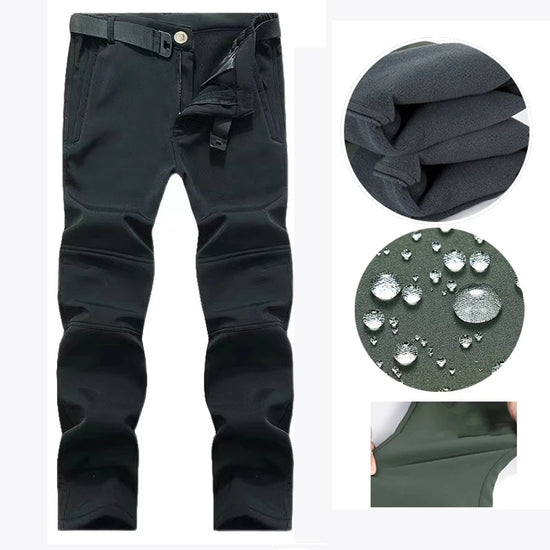 Men's Autumn Winter SoftShell Fleece Waterproof Jackets Male Hood Coats Fishing Hiking Camping Climbing Skiing Pants Trousers - Tasawoq