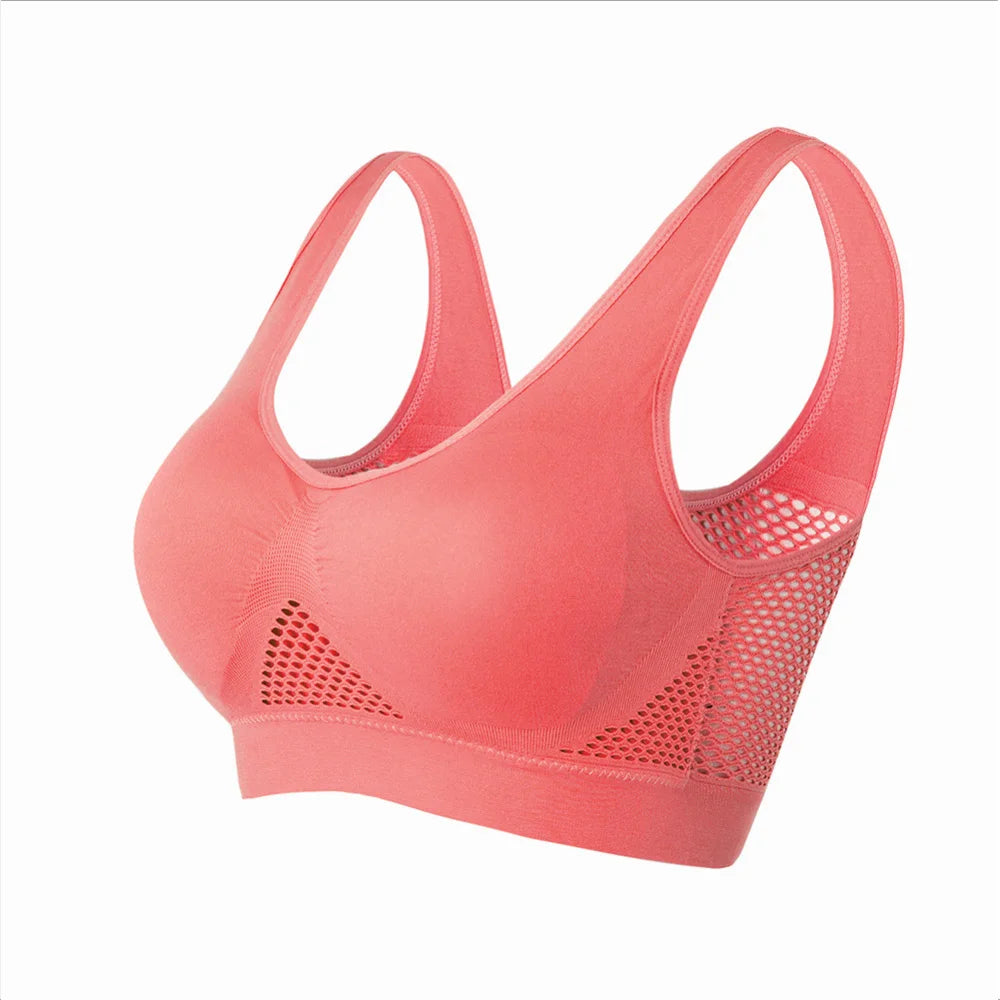 Seamless Mesh Women Sports Bras Fitness Gym Running Underwear Shockproof Bra Wireless 6XL Plus Size Crop Top Breathable Yoga Bra - Tasawoq