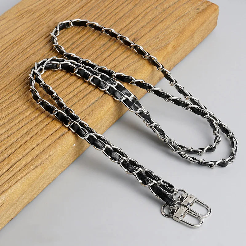 120cm Purse Chain Strap Crossbody Handbag Chains Replacement Leather Shoulder Bag Chain Straps Diy Women Girl Bag Part Accessory - Tasawoq