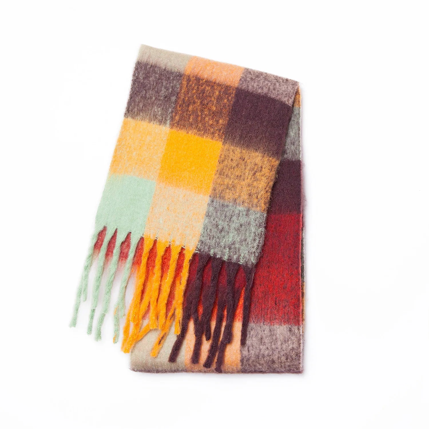 2025 Winter Thick Warm Scarf Women Cashmere Shawl and Wraps Pashmina Neckerchief Bufanda Female Rainbow Hairy Tessel Echarpe New - Tasawoq