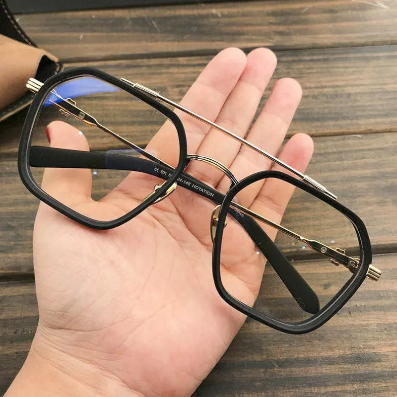 2024 New Fashion Men Sunglasses Oversized Frame Women Anti-blue Light Transparent Glasses UV400 Eyewear Flat Mirror Eyeglass - Tasawoq