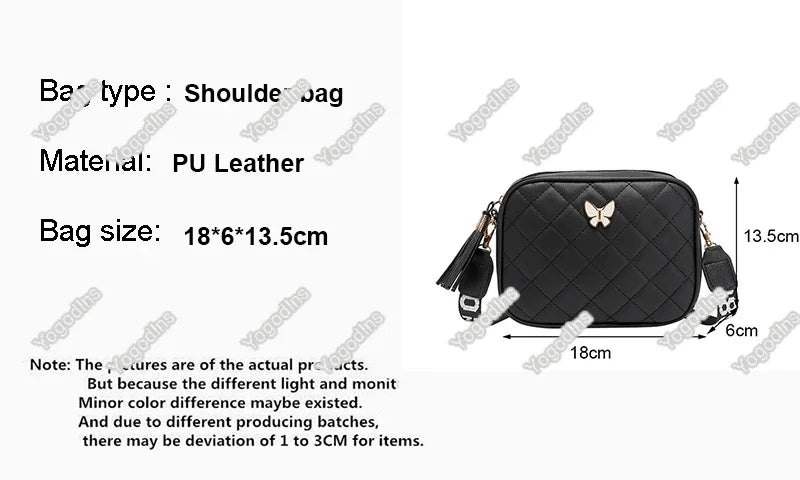 Fashion Hit Color Shoulder Bags for Women Female PU Leather Crossbody Messenger Bags Small Handbag Wide Strap Purse - Tasawoq