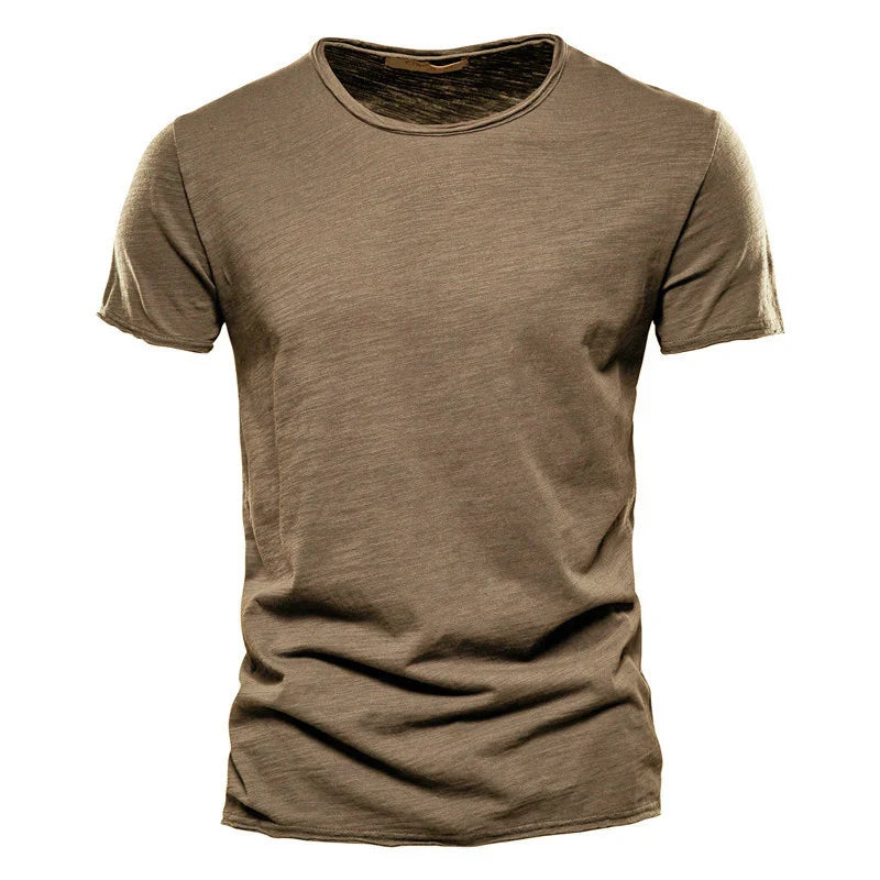 AIOPESON 100% Cotton Men T-shirt V-neck Fashion Design Slim Fit Soild T-shirts Male Tops Tees Short Sleeve T Shirt For Men - Tasawoq