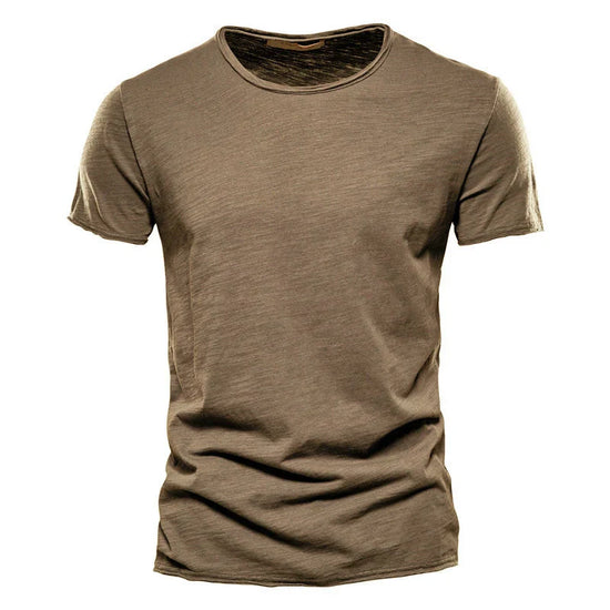 AIOPESON 100% Cotton Men T-shirt V-neck Fashion Design Slim Fit Soild T-shirts Male Tops Tees Short Sleeve T Shirt For Men - Tasawoq