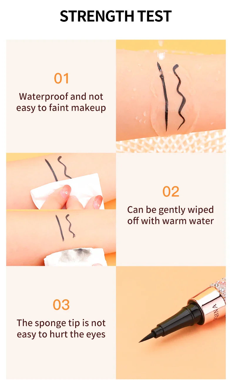 YANQINA Precision Liquid Eyeliner Pen - Long-lasting, Waterproof, Transfer-proof, Quick-Dry Black Eyeliner with Sparkling Design - Tasawoq