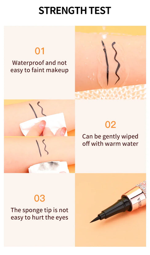 YANQINA Precision Liquid Eyeliner Pen - Long-lasting, Waterproof, Transfer-proof, Quick-Dry Black Eyeliner with Sparkling Design - Tasawoq