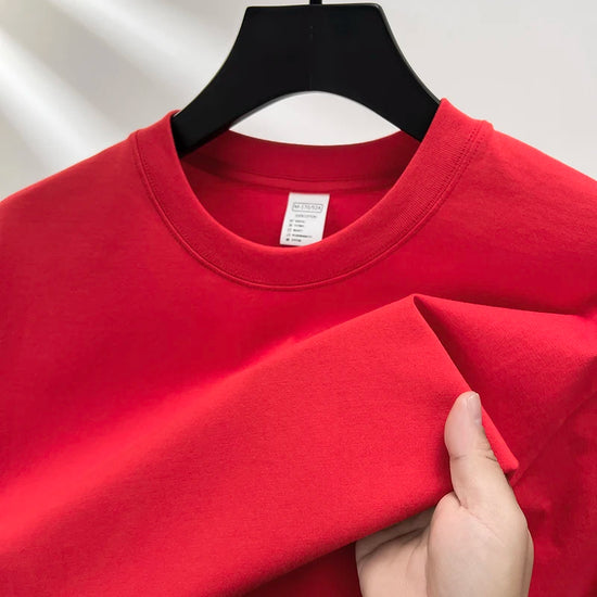 100% pure cotton summer high-end brand men's short sleeve round neck fashionable style half sleeved top breathable T-shirt - Tasawoq