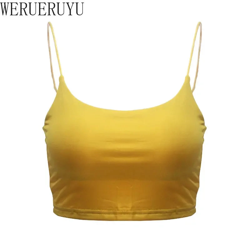 Sexy Sleeveless Vest Corset Crop Top Women Aesthetic Clothing Summer Y2k Streetwear White Black Yellow Red Tank Top for Womens - Tasawoq