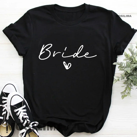 Women Cotton T Shirt Team Bride Bachelorette Party Shower Hen Party Bridesmaid Print T-Shirt 2024 Girls Wedding Female Tops - Tasawoq