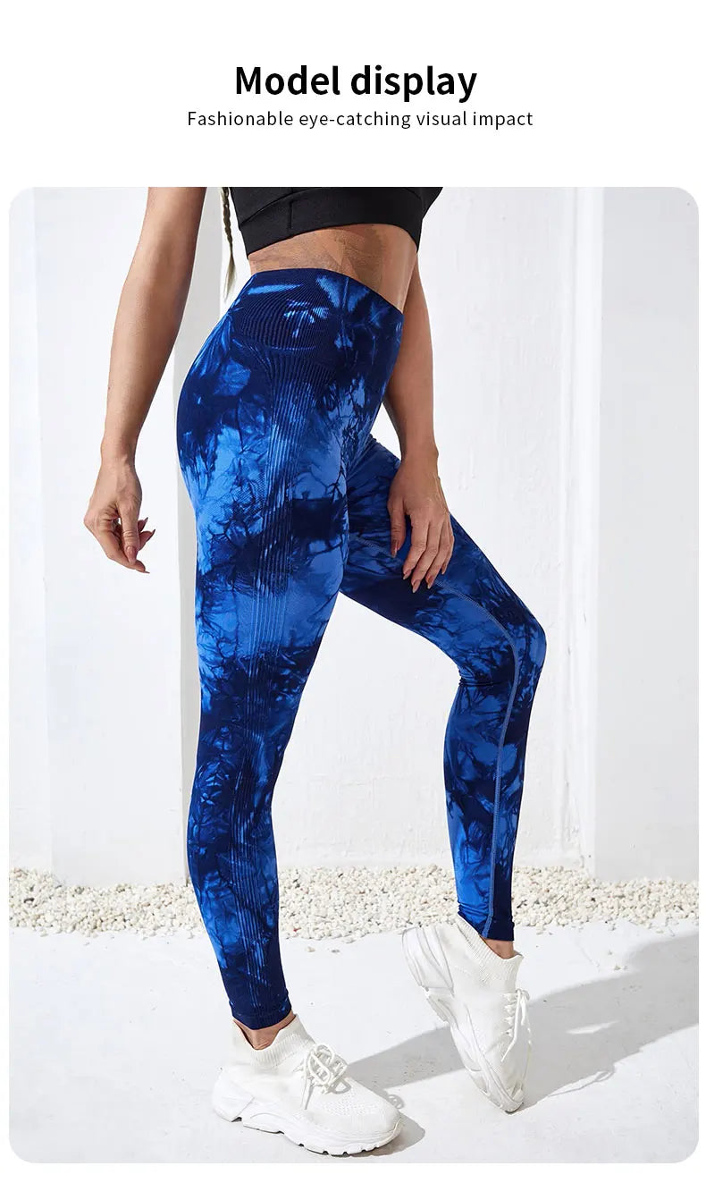 Tie Dye Yoga Pants Sport Leggings Women Seamless High Waist Push Up Woman Tights Fitness Workout Leggins Gym Clothing 2023 New - Tasawoq