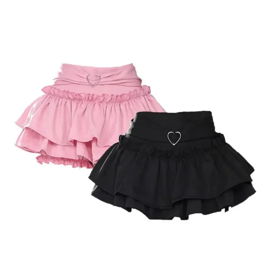 Pink A- line Mini Skirt Women's Summer 2024 New Style Puffy Slimming Cake Skirt A- line Pleated Dress Lightweight Fashion - Tasawoq
