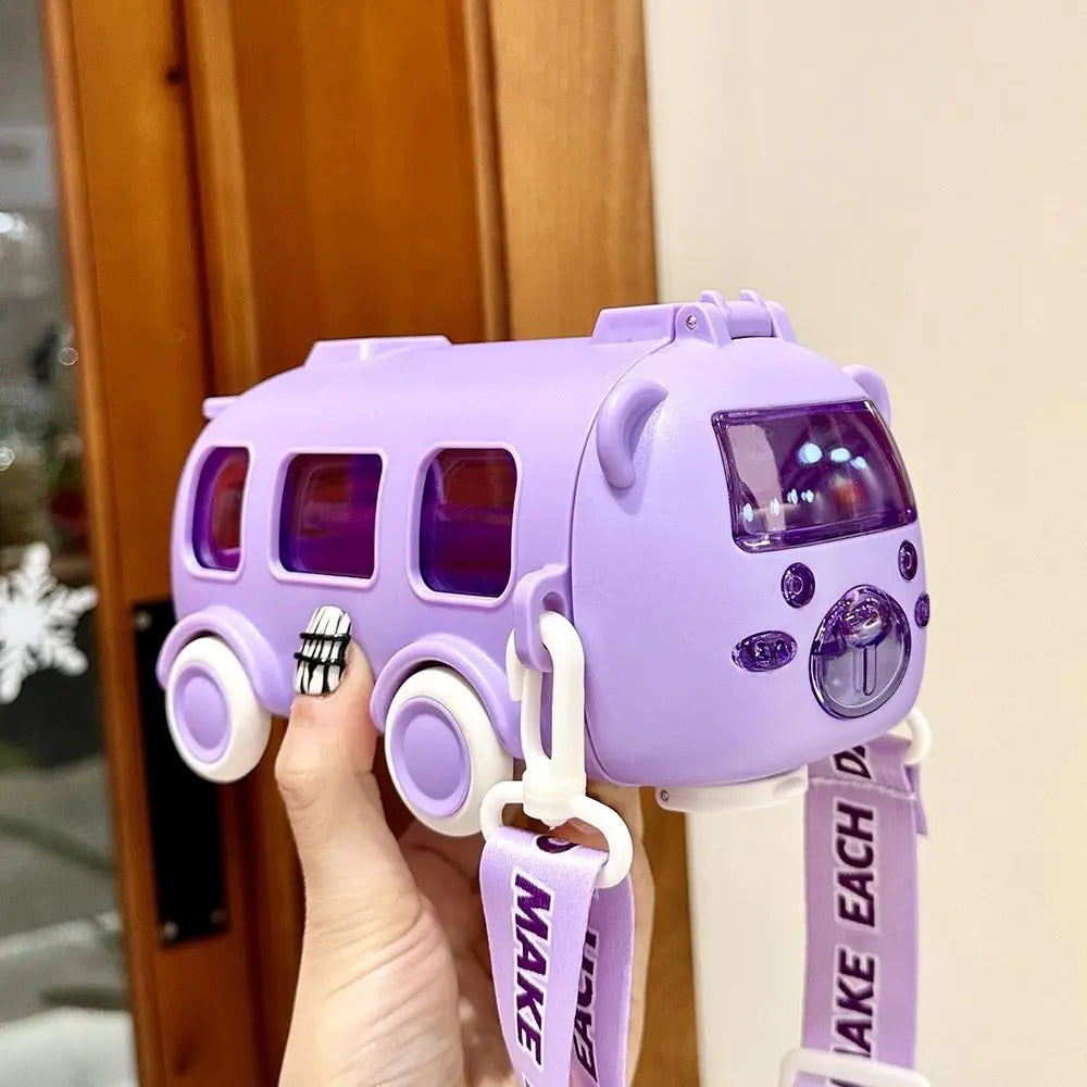 Cartoon Bus Straw Cup Cute Large Capacity Outdoors Car Water Cup Children Drinkware Bounce Straw Kettle