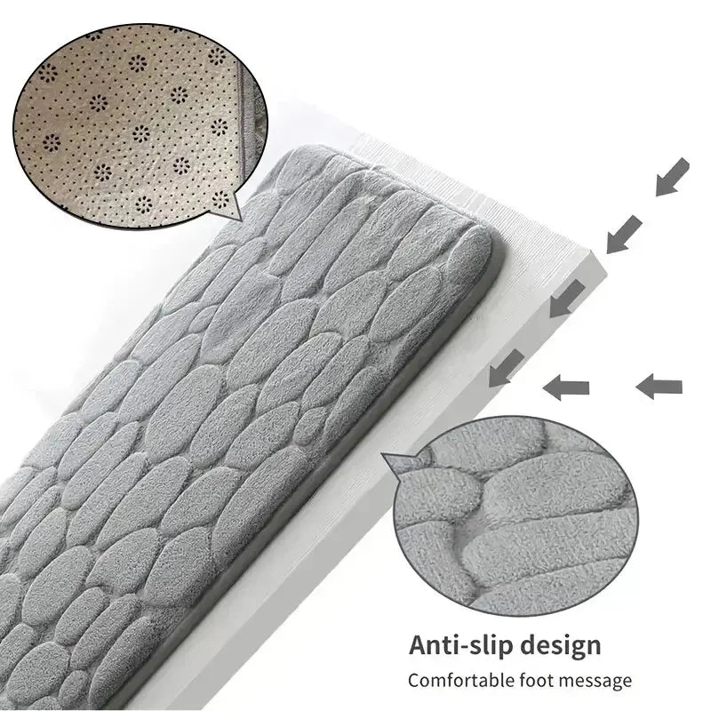 1pc embossed fiber carpet, bathroom living room anti slip mat, pebble floor mat, household items - Tasawoq