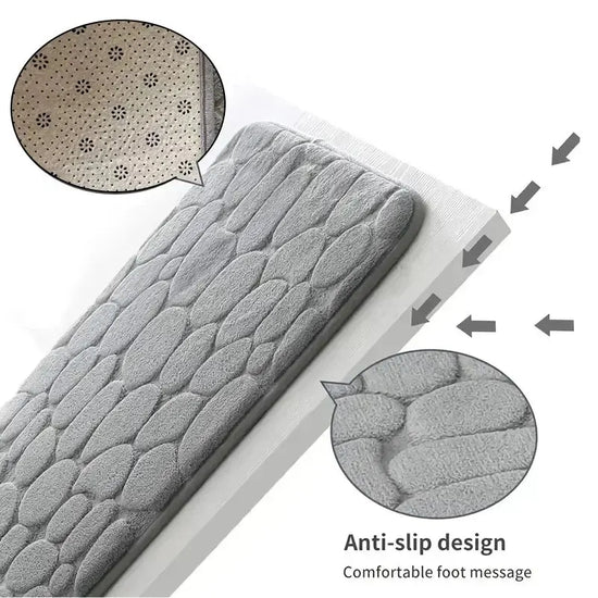 1pc embossed fiber carpet, bathroom living room anti slip mat, pebble floor mat, household items - Tasawoq