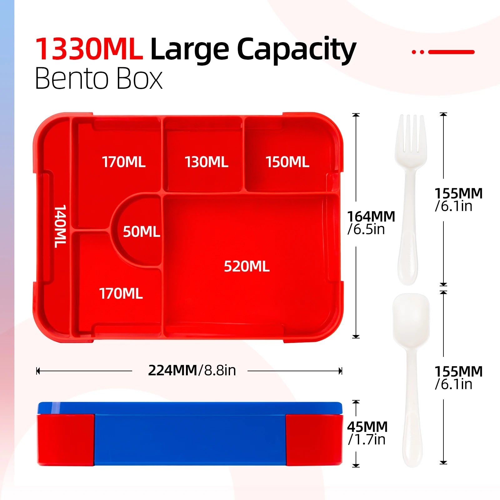 Adorable Pattern Kids Lunch Box Portable Divided Microwave Oven Bento Box Leakproof Food Container For back to school kitchen