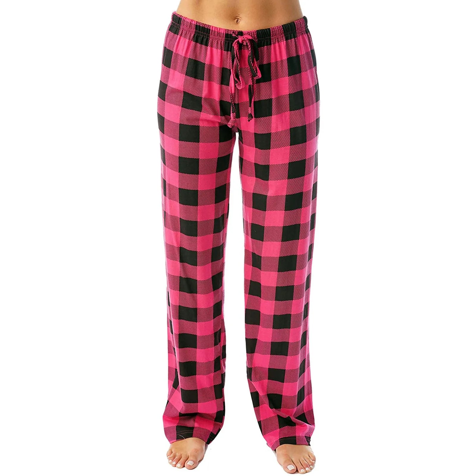 Women Christmas Pajama pants Autumn Winter Plaid Printed Pants Fashion Casual Wide Leg Pants Clothing Streetwear - Tasawoq